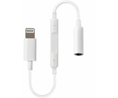 RoGer Adapteris 3.5 mm to Lightning Audio Adapteris + Volume Control for Apple Baltas
