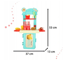 Roger Vaikiška virtuvė lagamine greito maisto mėsainių rinkinys ledai bulvytės 55cm