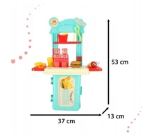 Roger Vaikiška virtuvė lagamine greito maisto mėsainių rinkinys ledai bulvytės 55cm