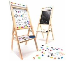 RoGer dvipusė magnetinė medinė lenta + edukaciniai priedai 38x38x90cm