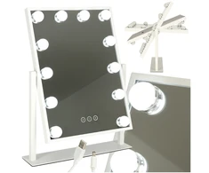 Kosmetinis veidrodėlis su LED lempomis ir USB jungtimi, 30x40cm