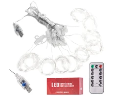 Roger 300 LED girlianda užuolaida 3x3 su pulteliu ir tvirtinimo kabliukais - šaltos spalvos