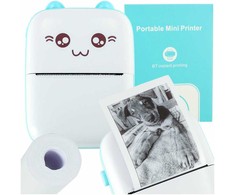Ikonka KIK Mini terminis etikečių spausdintuvas + USB laidas, mėlynas