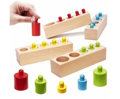 Roger Montessori mediniai cilindriniai svarmenys spalvingi