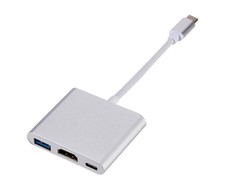 RoGer Multimedia Adapteris Type-C prie HDMI (4K @ 30Hz, 1080P @ 60Hz) + USB 3.0 Sidabrinis