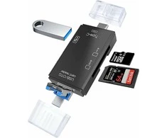 Atminties kortelė „RoGer OTG USB-C/USB/microUSB“ kortelių skaitytuvas TF / SD + USB 2.0