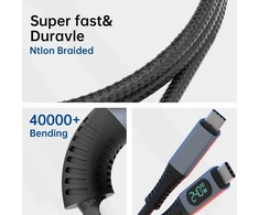 RoGer PD24VB USB-C 4.0 kabelis su voltmetru PD240W / 40Gbps / 8K60Hz / 1m