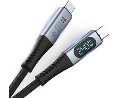 RoGer PD24VB USB-C 4.0 kabelis su voltmetru PD240W / 40Gbps / 8K60Hz / 1m