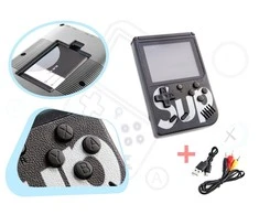 Roger HQ R1 8bit nešiojama retro žaidimų konsolė su 400 žaidimų, 3 colių LCD ekranas su RCA kabeliu ir TV, Juodas