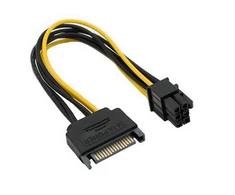 „Roger SAPCIE6P“ 15 kontaktų SATA maitinimo į 6 kontaktų PCIe adapterio kabelis GPU / 20 cm