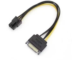 „Roger SAPCIE6P“ 15 kontaktų SATA maitinimo į 6 kontaktų PCIe adapterio kabelis GPU / 20 cm