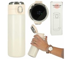 Kruzzel Termo puodelis - termosas 420ML su LED temperatūros indikatoriumi, rusvai gelsvas