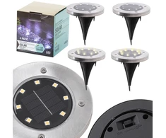 Ikonka Ant žemės montuojami saulės sodo žibintai 8LED 4 vnt. šaltai baltos spalvos
