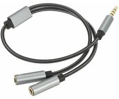 RoGer SP35Y Garso adapteris / Skirstytuvas 2x 3,5 mm stereo + mikrofonas / 4 kontaktų