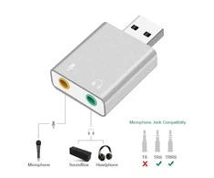 „RoGer“ USB garso plokštė su mikrofono įvestimi / Virtual 7.1 / sidabrinis