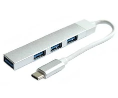 RoGer USB-C HUB 3xUSB2.0 / 1xUSB3.0 5Gbps / sidabrinis