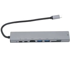 „RoGer“ USB-C šakotuvas 8in1 su USB-C PD / USB 3.0 x2 / RJ45 / HDMI / SD / TF kortelių skaitytuvu