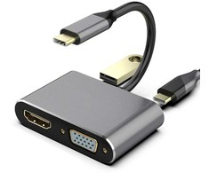 „RoGer“ USB-C multimedijos adapteris, HDMI 4K@30Hz / VGA 1080p / USB 3.0 / USB-C PD