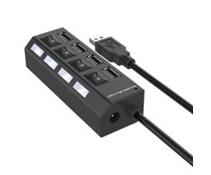 USB šakotuvas Roger RoGer USB šakotuvas - skirstytuvas 4 x USB 2.0 su atskiru įjungimu / išjungimu Mygtukai