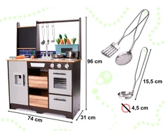 Ikonka Vaikiška medinė MDF virtuvėlė su priedais LOFT XXL 96cm