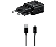 EP-TA200EBE + ECB-DU4EBE Samsung 15W kelioninis įkroviklis + microUSB duomenų kabelis juodas (OOB masinis)