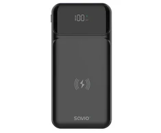 Savio BA-09 power bank Lithium Polymer (LiPo) 37 mAh Wireless charging Juodas