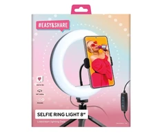 Objektyvas Žiedinė lempa SBS Mobile TESELFIERINGCLIP, LED, Juodas, Baltas, USB, 5 V, 20 cm, 200 mm