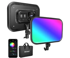 Sieninis šviestuvas Neewer Naujesnis RGB168 RGB LED studijinis komplektas, dvi 60W 2500-8500K lempos + stovai