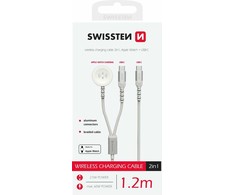 Swissten 2in1 belaidis įkroviklis, skirtas Apple Watch ir USB-C / USB-C / 1,2 m