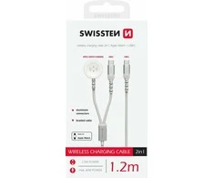 Swissten 2in1 belaidis įkroviklis, skirtas Apple Watch ir USB-C / USB-C / 1,2 m