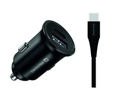 Samsung Įkroviklis Swissten ŁAD SAM SWISSTEN 25W 2XUSB-C Juodas + KABELIS 1,2M TYPE-C