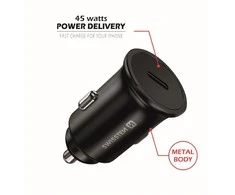 Swissten 45W PD metalinis automobilinio įkroviklio adapteris USB-C