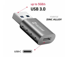 Adapteris USB Swissten 55500200 USB-A - USB-C Sidabrinė (55500200)