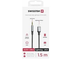 Adapteris AV Swissten Audio Adapteris Textile Lightning - 3.5mm Jack Cable 1.5m
