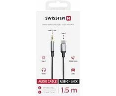 „Swissten Audio Adapteris“ tekstilinis USB-C - 3,5 mm lizdo kabelis, 1,5 m