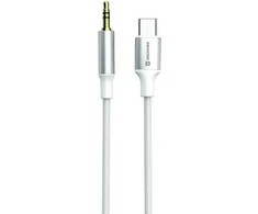 SWISSTEN TEXTILE Audio adaptér USB-C (M) - 3.5mm Jack 1.5m bílá