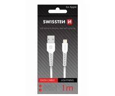 USB kabelis Swissten USB-A - Lightning 1 m, baltas (SW-BA-LIGH-3A-1M-WH)