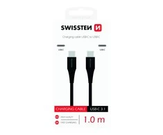 Swissten USB-C - USB-C 1.0m juoda