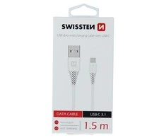 SWISSTEN duomenų kabelis USB - USB-C 3.1 (7mm) baltas 1.5m