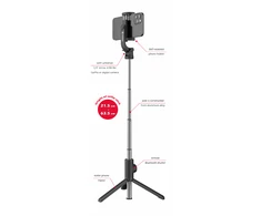 Swissten „Bluetooth“ „selfie Stick“ aliuminio trikojis Pro