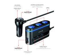 Swissten automobilinis įkroviklis 2x USB-C PD / 1x USB-A QA 3.0 / 3x CL