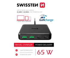 Swissten Desktop GaN Charger 2x USB-C / 2x USB / 65W