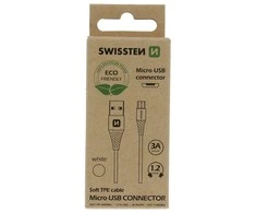 SWISSTEN duomenų kabelis USB - MICRO USB 1,2 m baltas (ECO PAKUOTĖ)