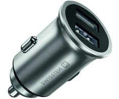 „Swissten“ ekologiškas metalinis aukščiausios kokybės automobilinis įkroviklis, 2 x USB, 4,8 A