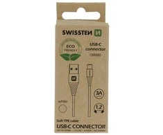 „Swissten“ ekologiškas universalus greito įkrovimo USB-C duomenų ir įkrovimo laidas, 1,2 m