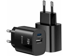 Swissten Edge GaN Travel Charger GaN USB-C PD 45W + USB-A 18W QC