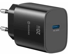 Swissten Edge Travel Charger USB-C GaN 20W Juodas