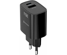 Swissten Edge Travel Charger USB-C PD 35W + USB-A QC 18W Juodas