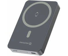 Swissten FUSION Power Bank Universal External Baterija MagSafe / Apple Watch / 10000 mAh Sidabrinis