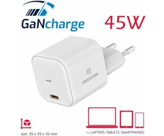 Swissten GaN kelioninis įkroviklis USB-C 45W